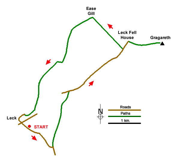 Route Map - Gragareth from Leck Walk