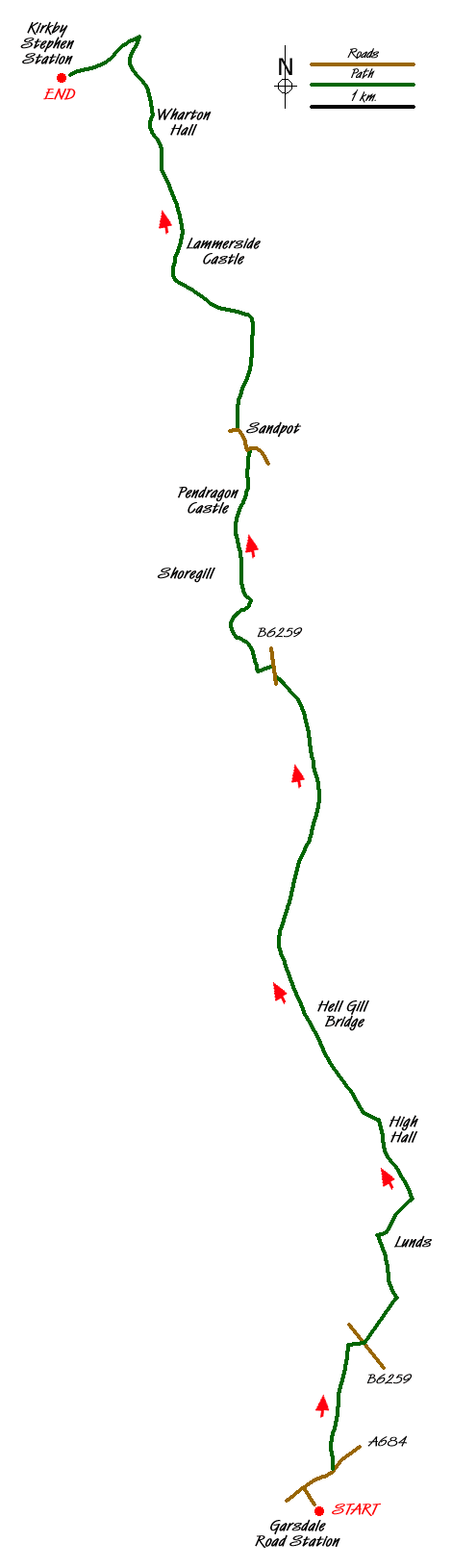 Route Map - The Upper Eden valley without a car Walk