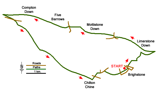 Route Map - Compton Down circular
 Walk