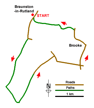 Route Map - Braunston-in-Rutland Circular Walk