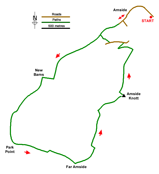 Route Map - Arnside Knott Circular Walk