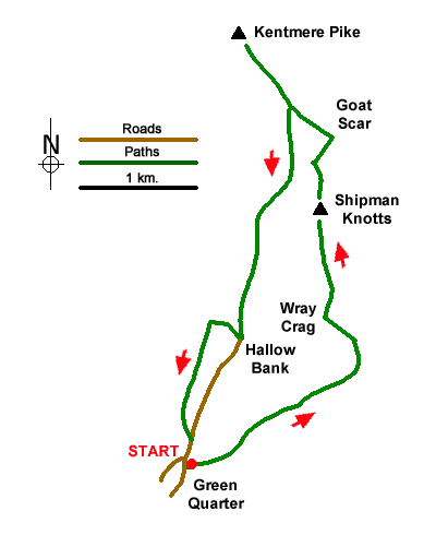Route Map - Shipman Knotts & Kentmere Pike Walk