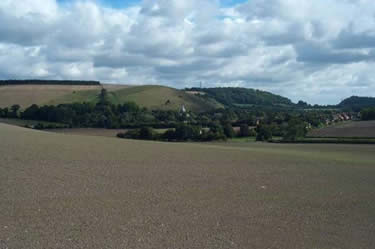 Looking back to the village of East Meon, Hampshire