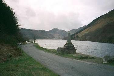 Monument with Llyn Crafnant in background