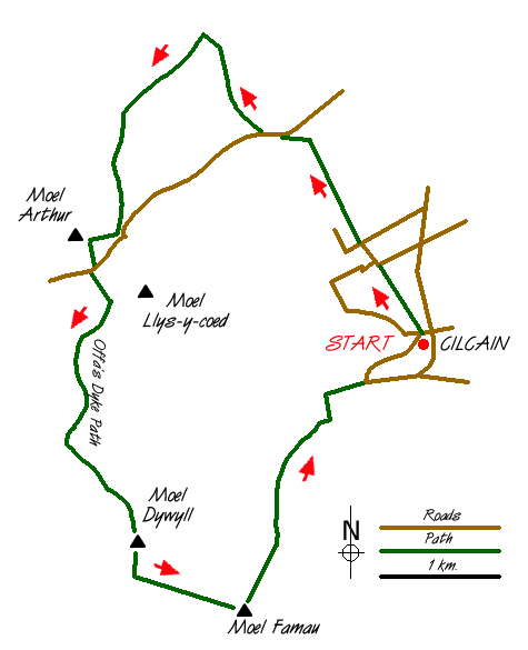 Route Map - Moel Arthur & Moel Famau Walk