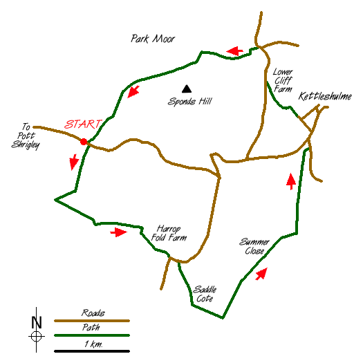 Route Map - Kettleshulme & Sponds Hill Walk