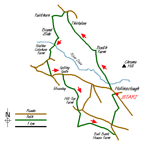 Route Map - Upper Dove Valley Walk