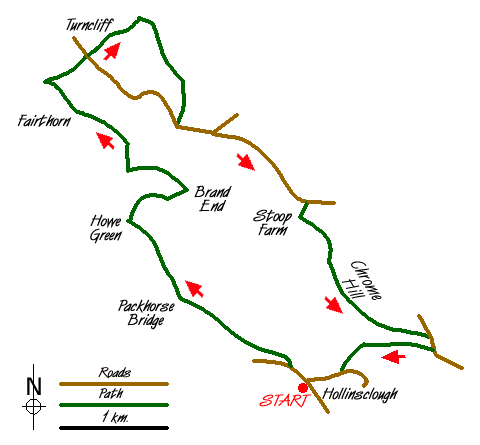 Route Map - High Edge & Chrome Hill from Hollinsclough Walk