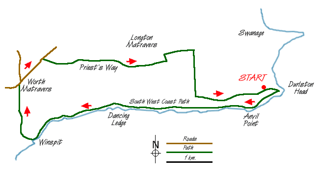 Route Map - Purbeck Coast from Swanage Walk