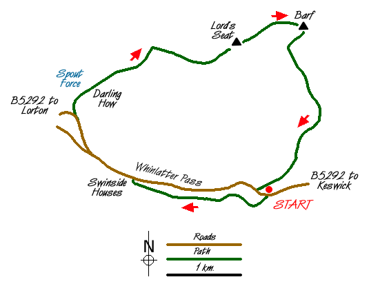 Route Map - Lord's Seat & Barf from Whinlatter Walk