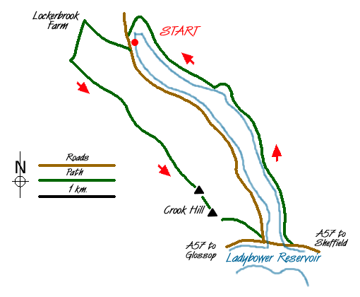Route Map - Crook Hill & Ladybower Reservoir Walk