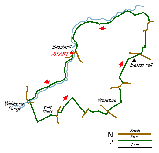 Route Map - The River Brock & Beacon Fell Walk