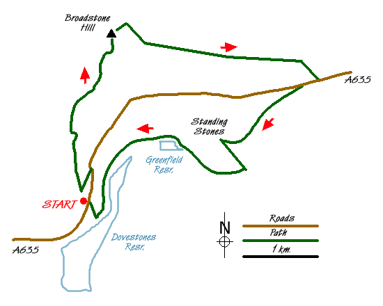 Route Map - Broadstone Hill & the Cotton Famine Road Walk