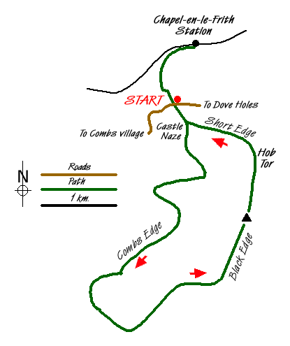 Route Map - The edges of Combs Moss near Chapel-en-le-Frith Walk