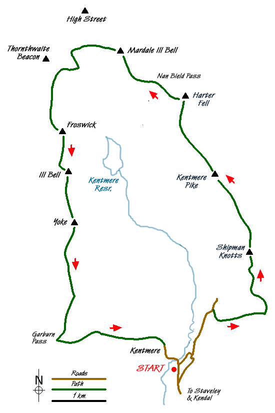 Route Map - Photographer's Kentmere Horseshoe Walk