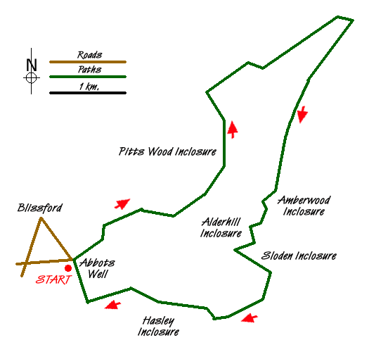 Route Map - North west of the New Forest circular Walk
