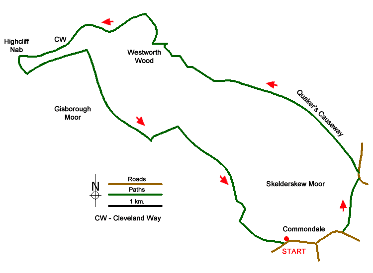 Route Map - Highcliff Nab and Guisborough Moor Walk