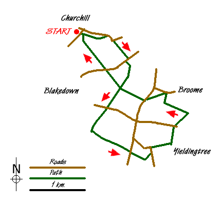 Route Map - Yieldingtree from Churchill Walk