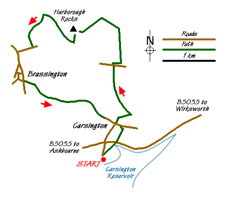 Route Map - Harboro Rocks & Brassington Walk