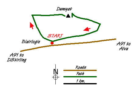 Route Map - Dumyat Hill Walk
