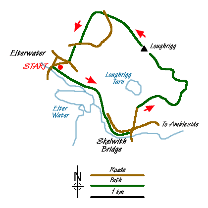 Route Map - Skelwith Bridge & Loughrigg Walk