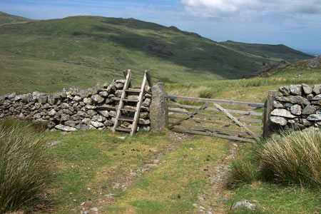 Gate and Stile near Clogwynyreryr
