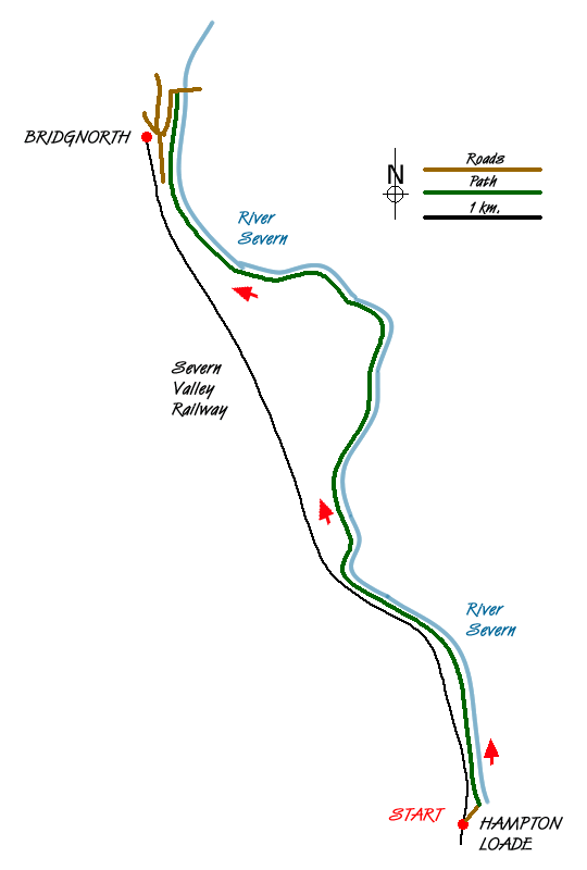 Route Map - The River Severn from Hampton Loade to Bridgnorth Walk