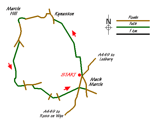 Route Map - The Marcle Ridge from Much Marcle Walk