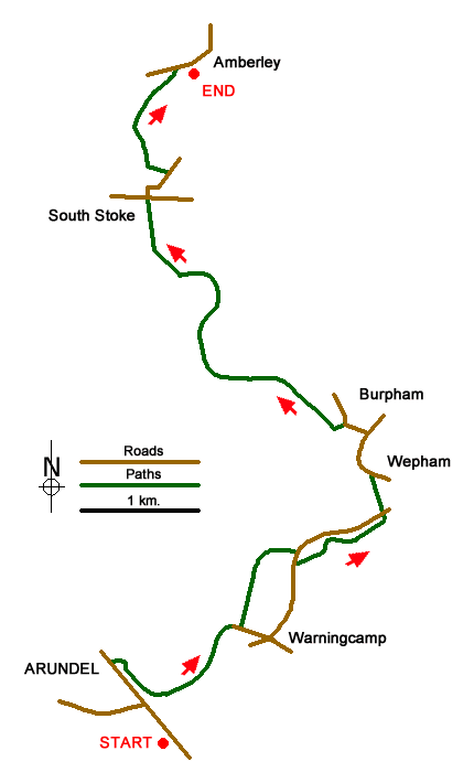 Route Map - Arundel to Amberley
 Walk
