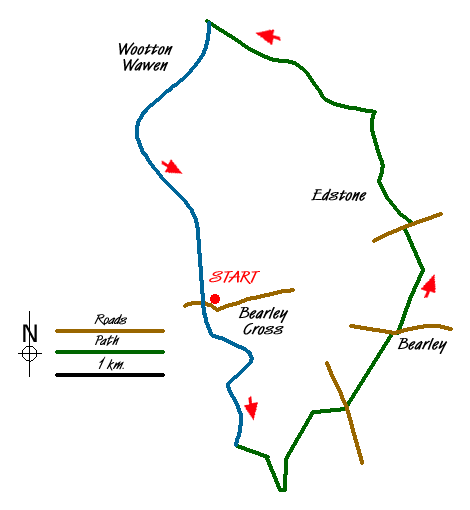 Route Map - Wootton Wawen Walk