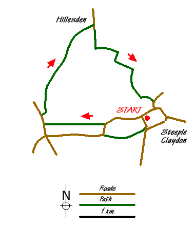 Route Map - Hillesden from Steeple Claydon Walk