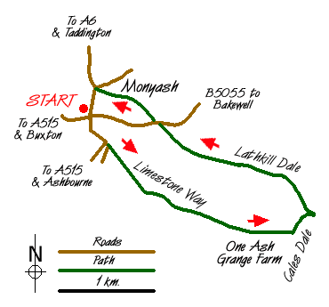Route Map - Lathkill Dale & Monyash Walk