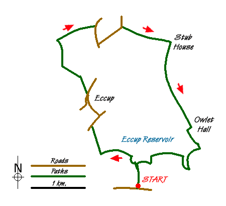 Route Map - Eccup Reservoir circular Walk