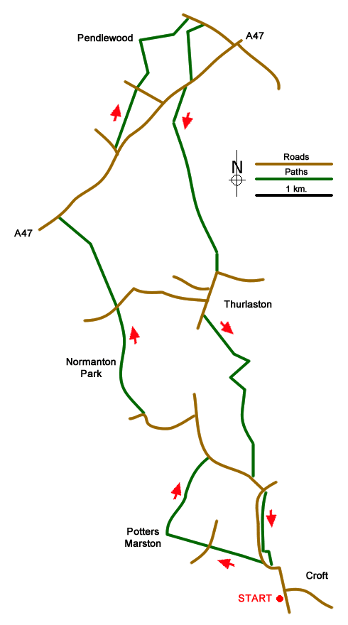 Route Map - Normanton Park & Desford Crossroads
 Walk