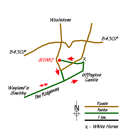 Route Map - Uffington White Horse & Wayland's Smithy Walk