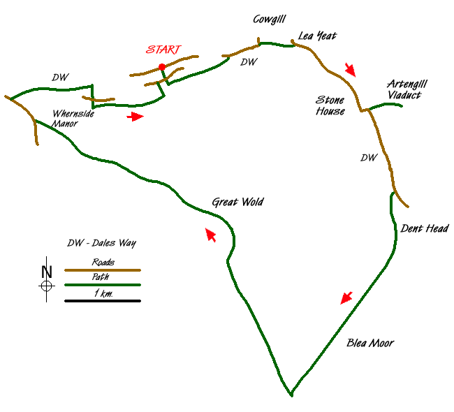 Route Map - Dentdale & Bleamoor Walk