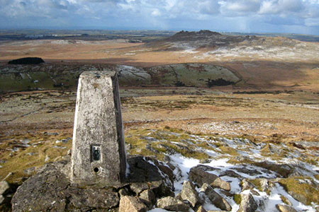 Trig point on the summit of Brown Willy