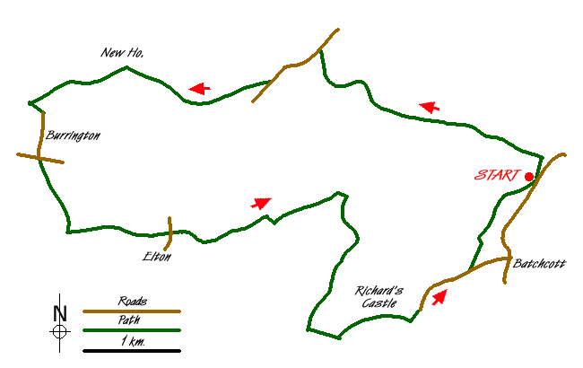 Route Map - High Vinnalls, Burrington, & Richard's Castle Walk
