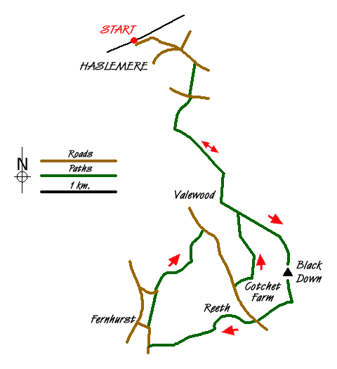 Route Map - Black Down from Haslemere Walk