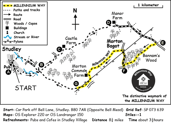 Route Map - Studley Circular Walk