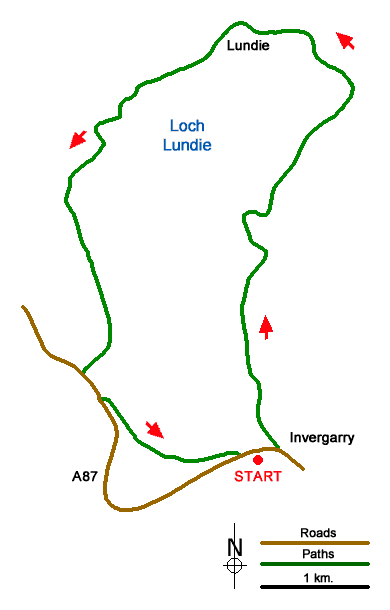 Route Map - Loch Lundie from Invergarry Walk