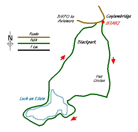 Route Map - Loch an Eilein from Coylumbridge Walk