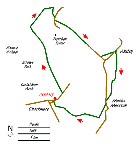 Route Map - Akeley & Maids Moreton Walk