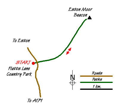 Route Map - Eston Moor from Flatts Lane Walk