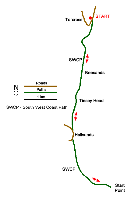 Route Map - Start Point from Torcross
 Walk