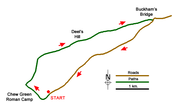 Route Map - The Roman Camp at Chew Green
 Walk