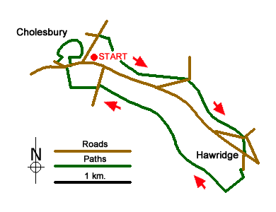 Route Map - Cholesbury Camp and Hawridge
 Walk