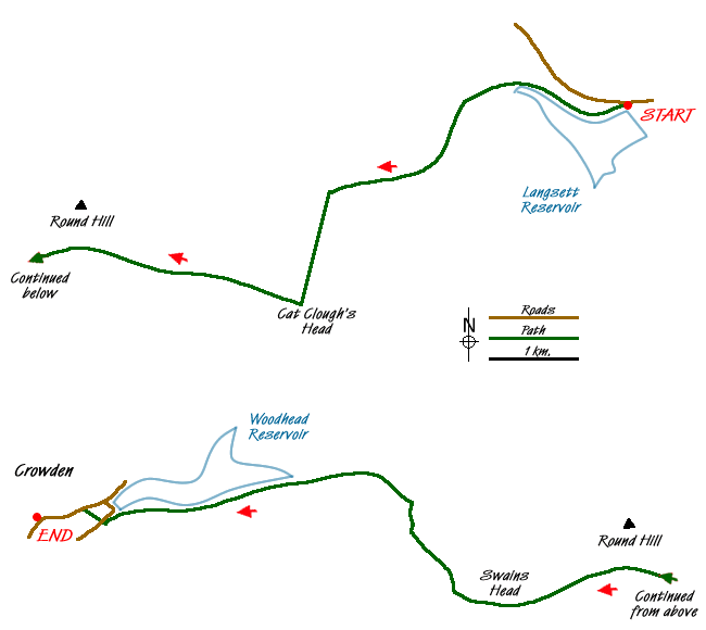 Route Map - From Langsett to Crowden via Woodhead Walk