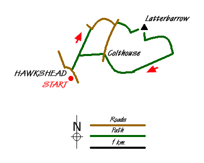 Route Map - Latterbarrow from Hawkshead Walk