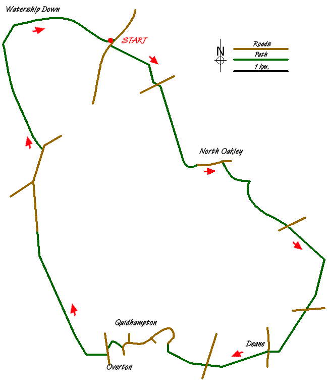 Route Map - North Wessex Downs & Source of the Test Walk